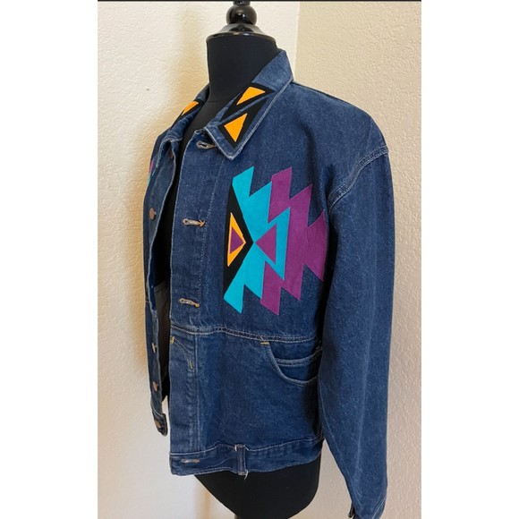 Denim and Suede Southwest Jacket - Sz S - Picture 5 of 13